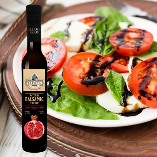Ellora Farms Pomegranate Infused Thick Balsamic Vinegar, Glass Bottle, 8.45 oz