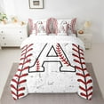thumbnail image 2 of Manfei Letter A Monogrammed 7-Piece Twin Bedding Sets,Baseball Game Lover Bedding Comforter Set,White Red Sheet Sets For Boys,Microfiber Room Decorative Reversible, 2 of 8