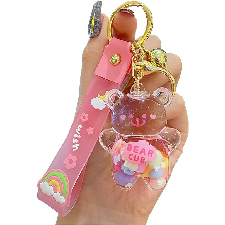 Cute Bear Keychain Bear Key Ring,PVC Lanyard Bag Car Key Accessories  Friendship Gifts for Women Men