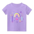 thumbnail image 7 of WRKEKC Girls Summer T-Shirts, Casual T-Shirts for Girls, Little Girls Summer Printed Pattern Short Sleeve Back Of School Season Round Neck Casual T-Shirts, 7 of 7