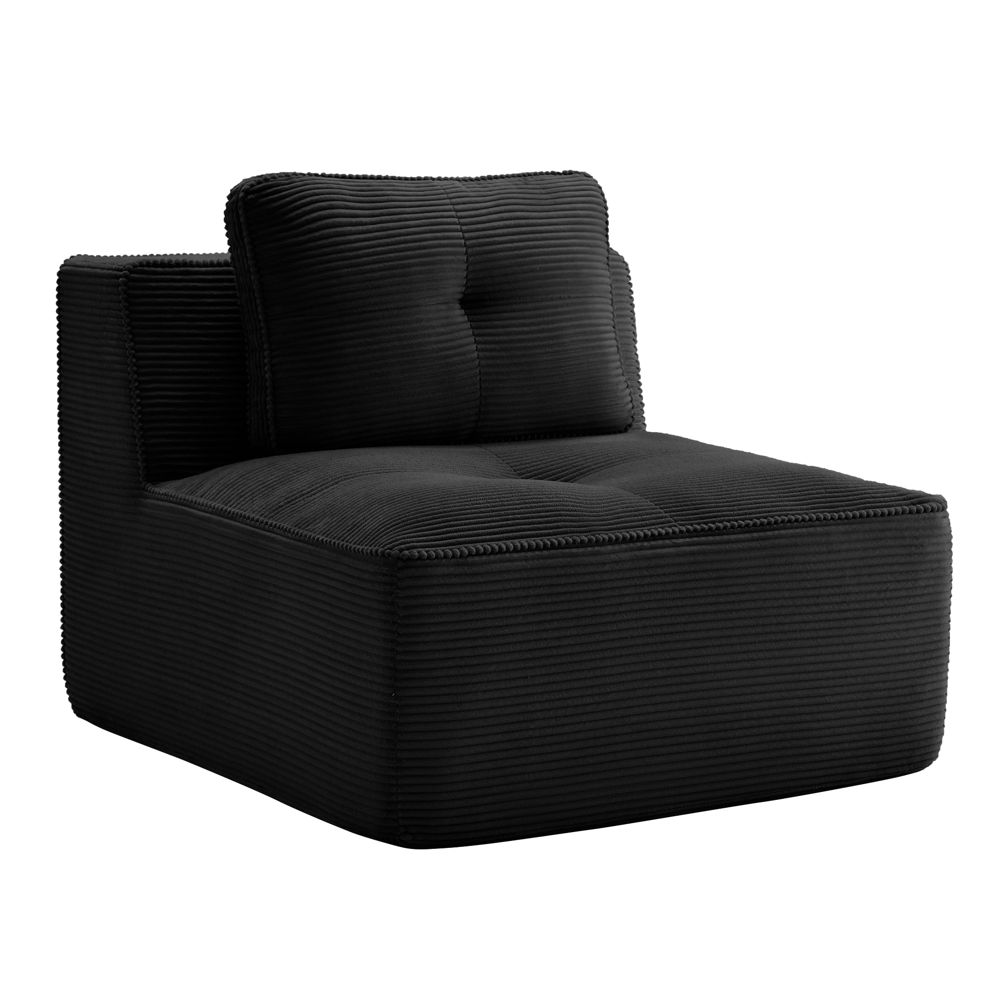 Anpport Armless Sofa with Pillow Corduroy, Modular Sectional Couch, for Small Living Room, Apartment-Black