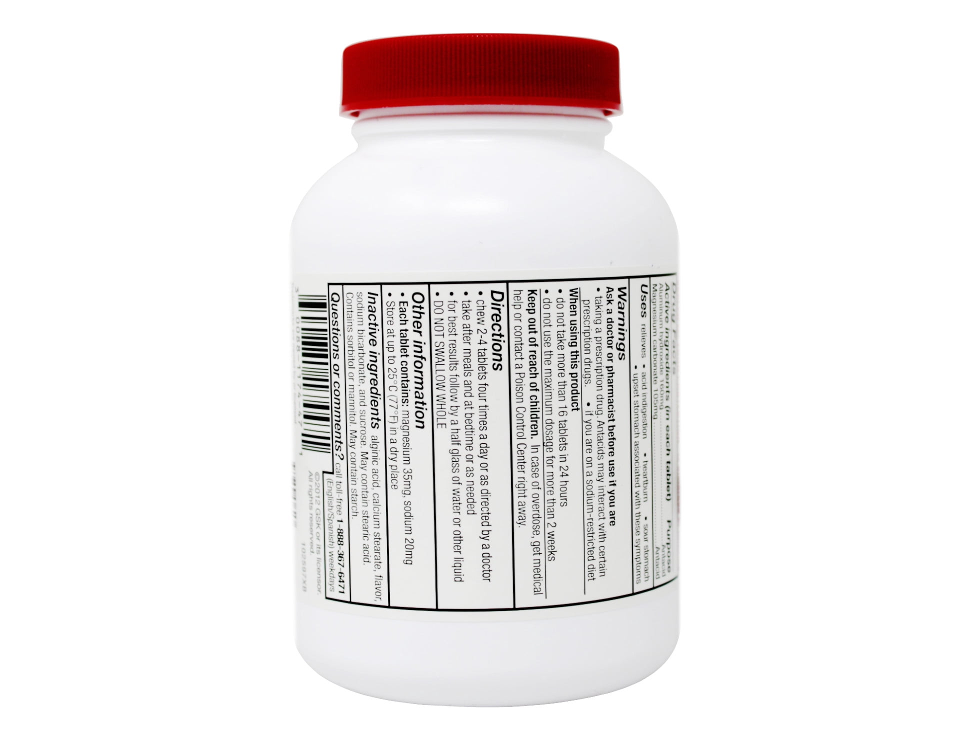 Gaviscon Extra Strength Chewable Antacid Tablets, Original Flavor, 100-Count Bottles (Pack of 3)