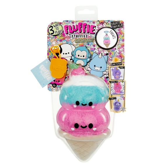 Fluffie Stuffiez Double Scoop Ice Cream Small Collectible Plush, Surprise Reveal Unboxing with Huggable Asmr Fidget DIY Fluff Pulling, Ultra Soft