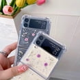 thumbnail image 5 of Galaxy Z Flip 3 Real Flower Case, Soft Clear Flexible Rubber Pressed Dry Real Flowers Case Girls Women Glitter Shockproof Floral Cover for Samsung Galaxy Z Flip 3 -Purple, 5 of 15