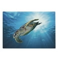 thumbnail image 1 of Turtle Cutting Board, Hawksbill Sea Turtle Dive Deep into the Blue Ocean Against Sun Rays, Decorative Tempered Glass Cutting and Serving Board, Large Size, Yellow Brown Blue, by Ambesonne, 1 of 1