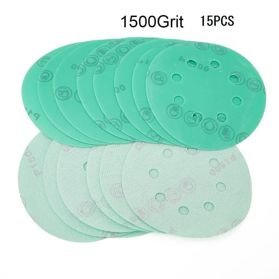 15Pc 5" 8Holes 60-2000Grit HookandLoop Polyester Film Sandpaper Polishing Tools