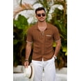 thumbnail image 2 of COOFANDY Men's Short Sleeve Knit Shirts 2025 Vintage Button Down Polo Shirt Casual Beach Tops, 2 of 6