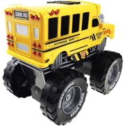 Monster Truck with Lights and Sounds, School Bus Vehicle Toy, for Boys and Girls Ages 3+ (School Bus)