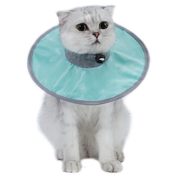 Collar de cono para gatos Deja de lamer Collar de recuperación de cuello con nervaduras ajustables Tomshoo Collar