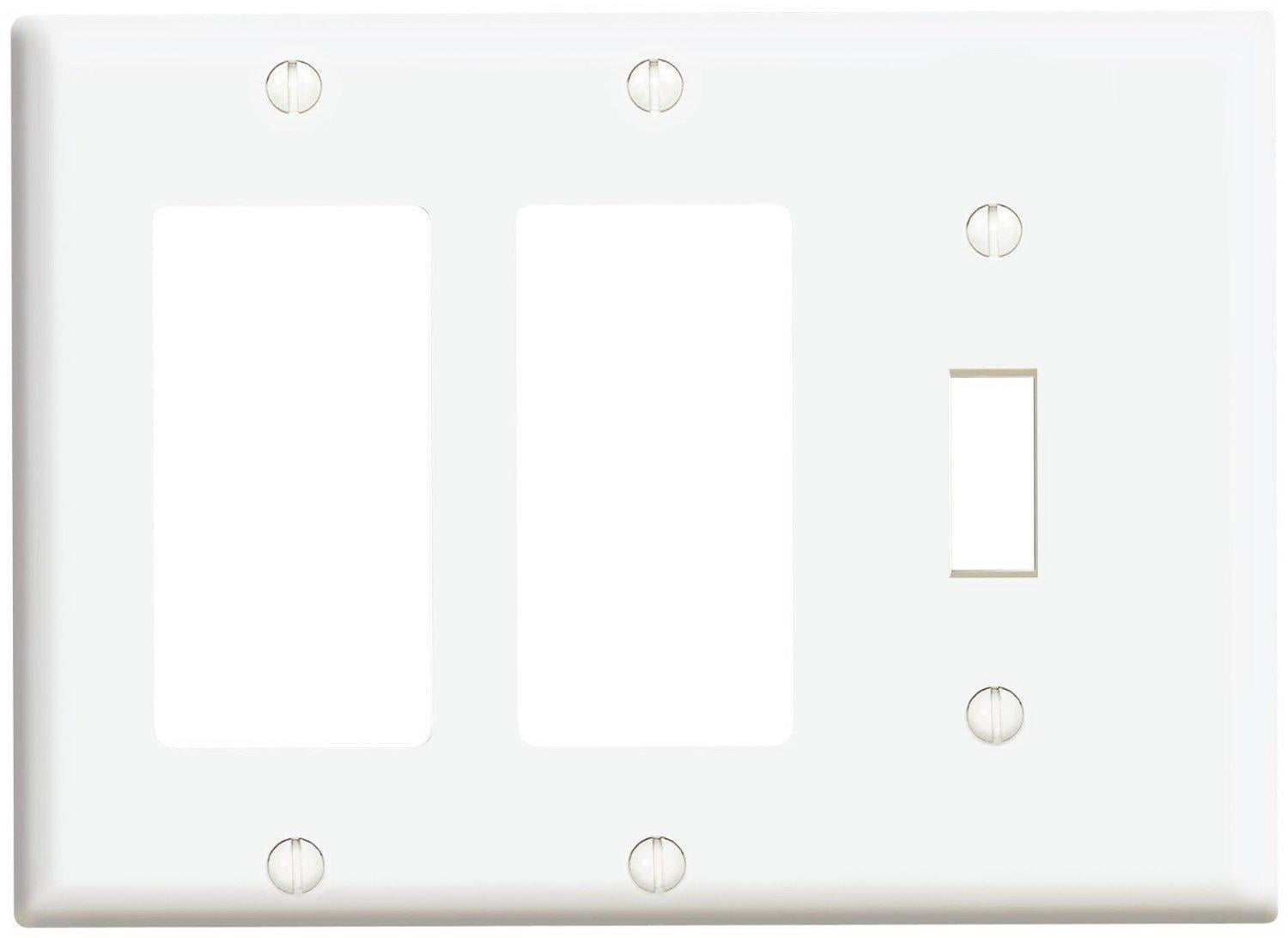 Leviton 003-80431-00W 1-Toggle 2-Decora GFCI Standard Size Wall Plate, 3 Gang, 4.5 in L X... by LEVITON MFG CO.