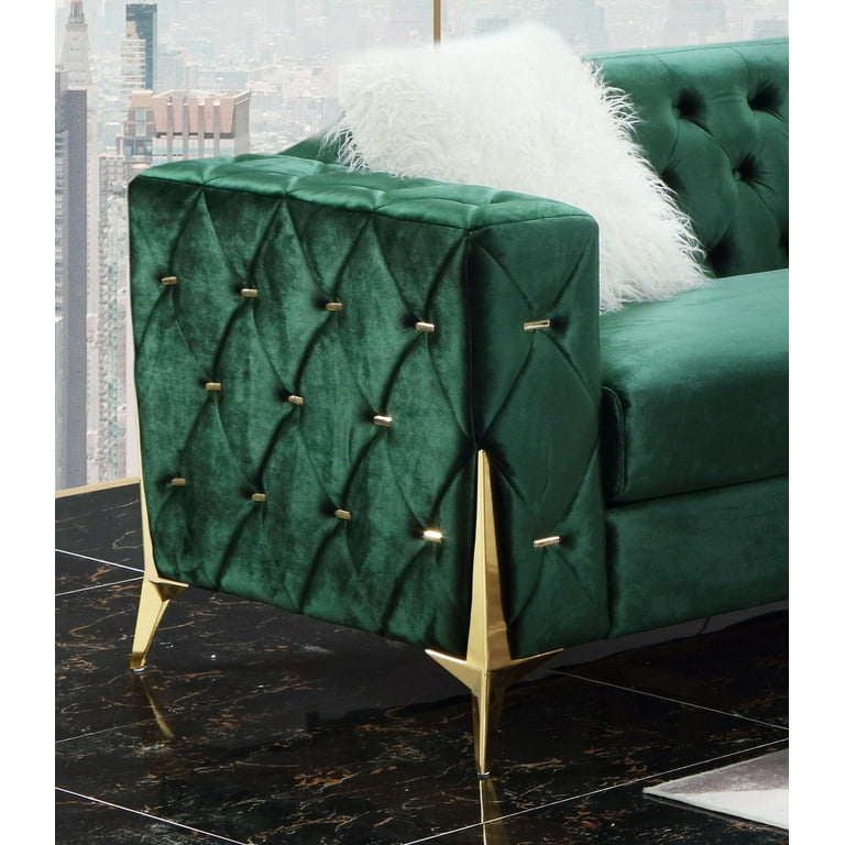 Green and sale gold sofa set