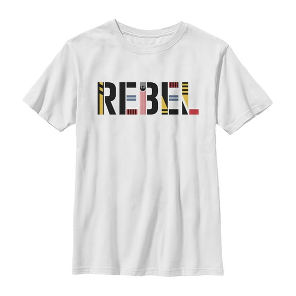 Boy's Star Wars: The Rise of Skywalker Rebel Text Graphic Tee White Medium