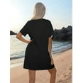 thumbnail image 5 of Women'S Swimsuit Cover Up Shirt V Neck Short Sleeve Bathing Suit Coverups Summer Beach Cover Ups Black S, 5 of 7