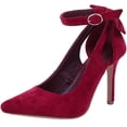 thumbnail image 3 of Women's Pointed Toe High Heels Bow Ankle Strap Pumps Shoes Wedding Sandals, 3 of 5