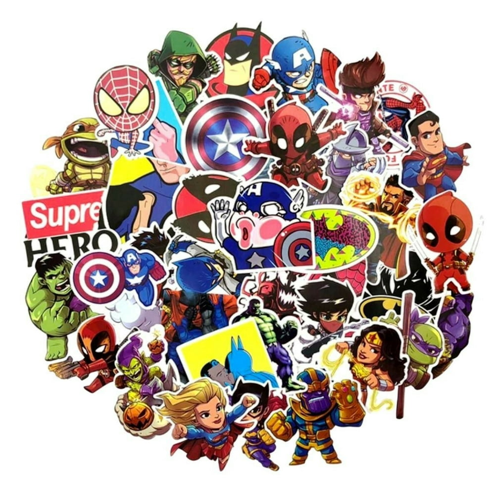 Superheroes Assorted Stickers Set of 100 Various Superhero Characters ...