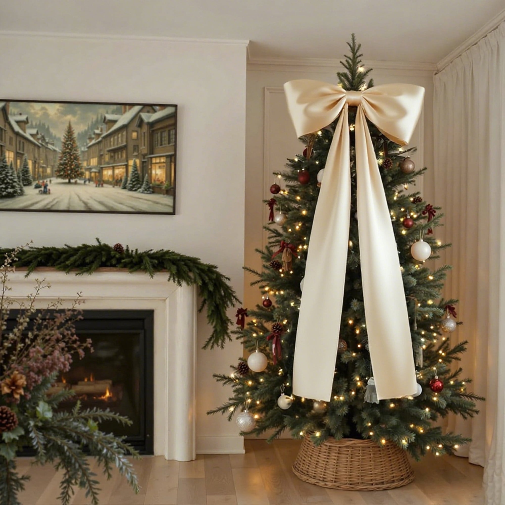 6 Ft Big Christmas Bows for Christmas Tree ,Indoor Christmas Decorations Home Room Party Hanging Decor