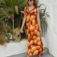 thumbnail image 6 of Baked Beans Womens Night Club Maxi Dress V Neck Sleeveless Bohemia Long Dresses, 6 of 9