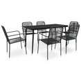 thumbnail image 1 of vidaXL 7 Piece Outdoor Dining Set Cotton Rope and Steel Black, 1 of 4