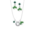 thumbnail image 2 of Delight Jewelry Silvertone Pebble with Heart Cutout Green Shamrock Necklace and Clover Earrings Jewelry Set, 2 of 5