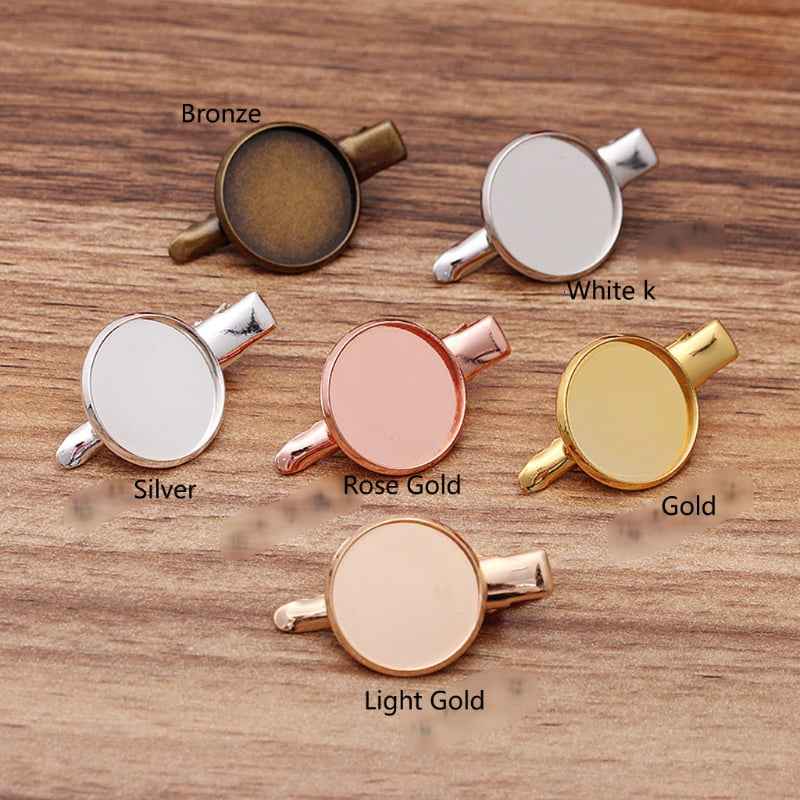 10pcs Blank Snap Hair Clips Base with Cabochon Bezel Tray Barrettes Hairpins 