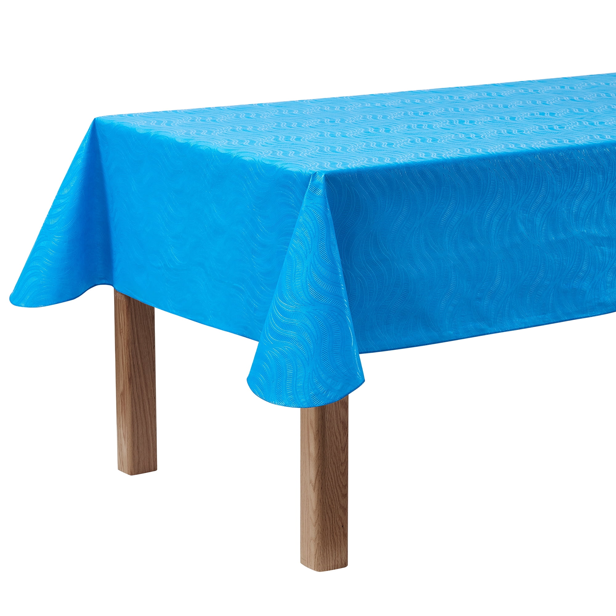 Mainstays Summer Fun Tablecloth, Indoor & Outdoor Table Decoration 60" x 84" - Leaf Embossed Blue