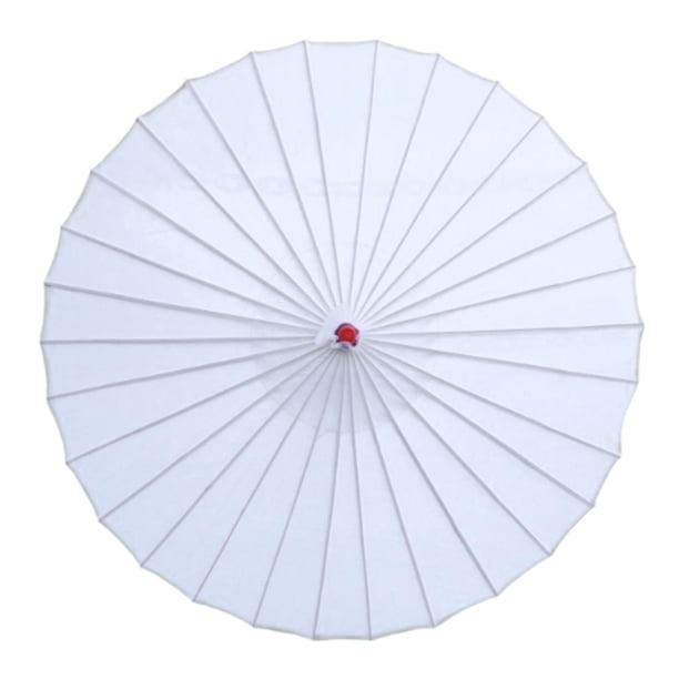 Paraguas chino ligero de 82 cm para decoración y eventos, accesorio versátil para baile. Blanco
