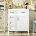 thumbnail image 2 of EUROCO 30" Bathroom Vanity with Ceramic Sink,Solid Wood Bathroom Makeup Cabinet with Soft Close Door,Adjustable Shelf and 3 Drawers,Free Standing Single Basin Vanity Set for Bathroom,White, 2 of 7