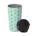 thumbnail image 2 of Uemuo Doggy In Bubble Bath Print Carry Insulated Coffee Mug, Travel Mug with Hidden Handle, Insulated Coffee Flask, Leak-proof Travel Mug Insulated Mug for Office, 2 of 8