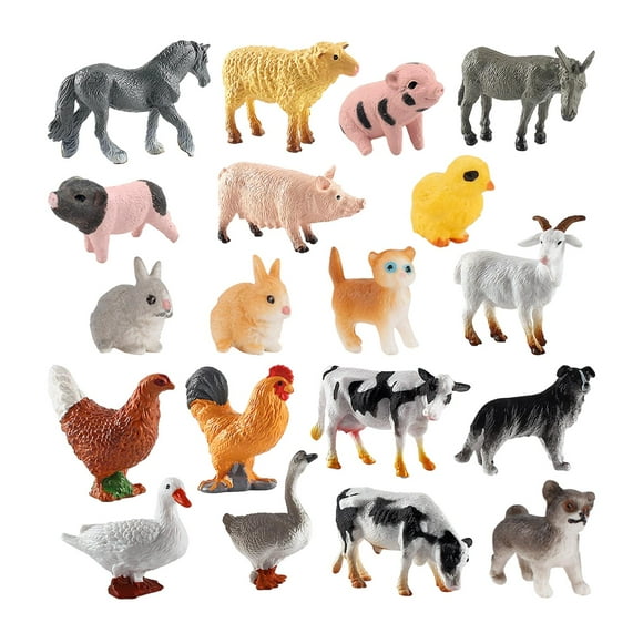 Juego de 19 Uds de modelos de animales de granja, juego de animales realistas, artesanías en miniatura hechas a mano, perro, caballo, pollo, juguete c