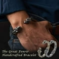 thumbnail image 6 of Handcrafted Bracelet Norse Metal Arm Ring Handmade Viking Wolf Head Bracelet Bangle, 6 of 8
