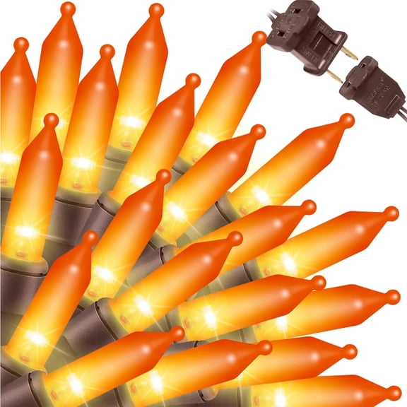 LAMPHOME Super-Bright Extendable Orange Halloween Decoration 200 Lights 39.2ft UL Certified Mini Bulb String Lights Set for Outdoor Halloween Home Christmas Tree Garden Holiday Party Patio Decor