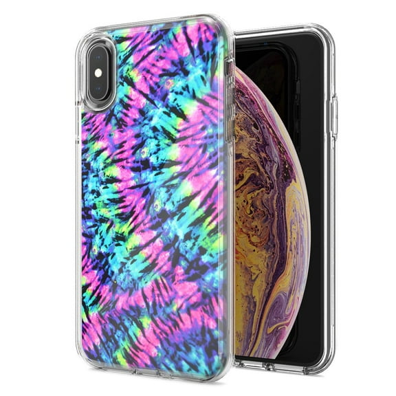 MUNDAZE For Apple iPhone XS Max Hippie Tie Dye Design Double Layer Phone Case Cover
