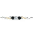 thumbnail image 2 of 925 Sterling Silver and 10K Yellow Gold White Moissanite Black Sapphire and White Lab Grown Diamond Tennis Bracelet for Women (1.90 Cttw, Gemstone Birthstone, Fully Adjustable up to 9 inch), 2 of 4