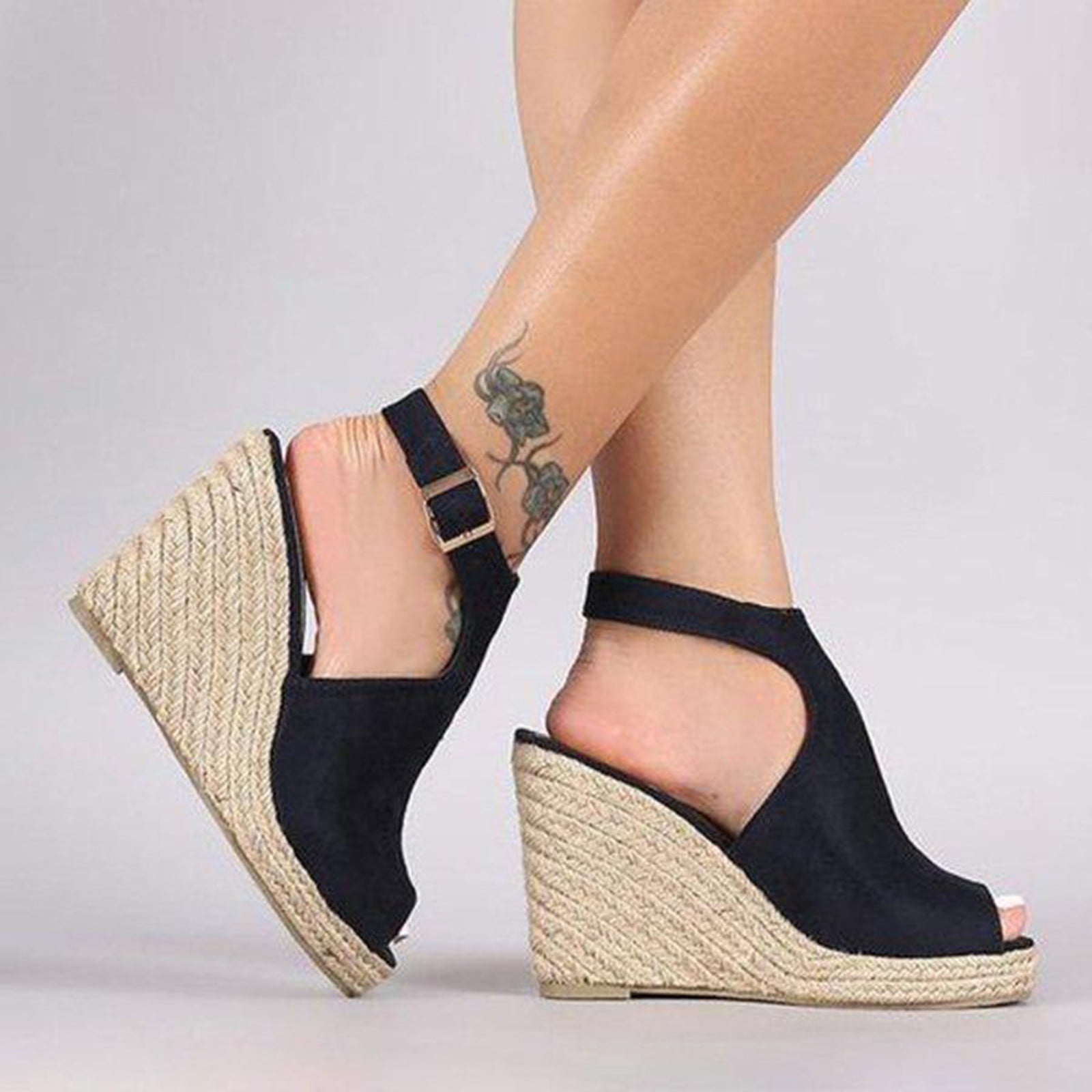 Details about   THW-26 New Gladiator Buckle Wedge Low Heel Sandals Casual Women Shoes Gold 7.5 
