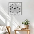 thumbnail image 3 of Gray Geometric Wooden Wall Clock Silent Non Ticking, White Greek Key Design Burlap Modern Art Square Wall Clocks Battery Operated, Decor Clock for Home Office, Living Room, Kitchen, 10 Inch, 3 of 9
