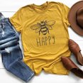 thumbnail image 5 of T-shirt pour Femmes, Haut Uni Imprimé, Col Rond, Manches Courtes, Blouse, Jaune, G, 5 of 5