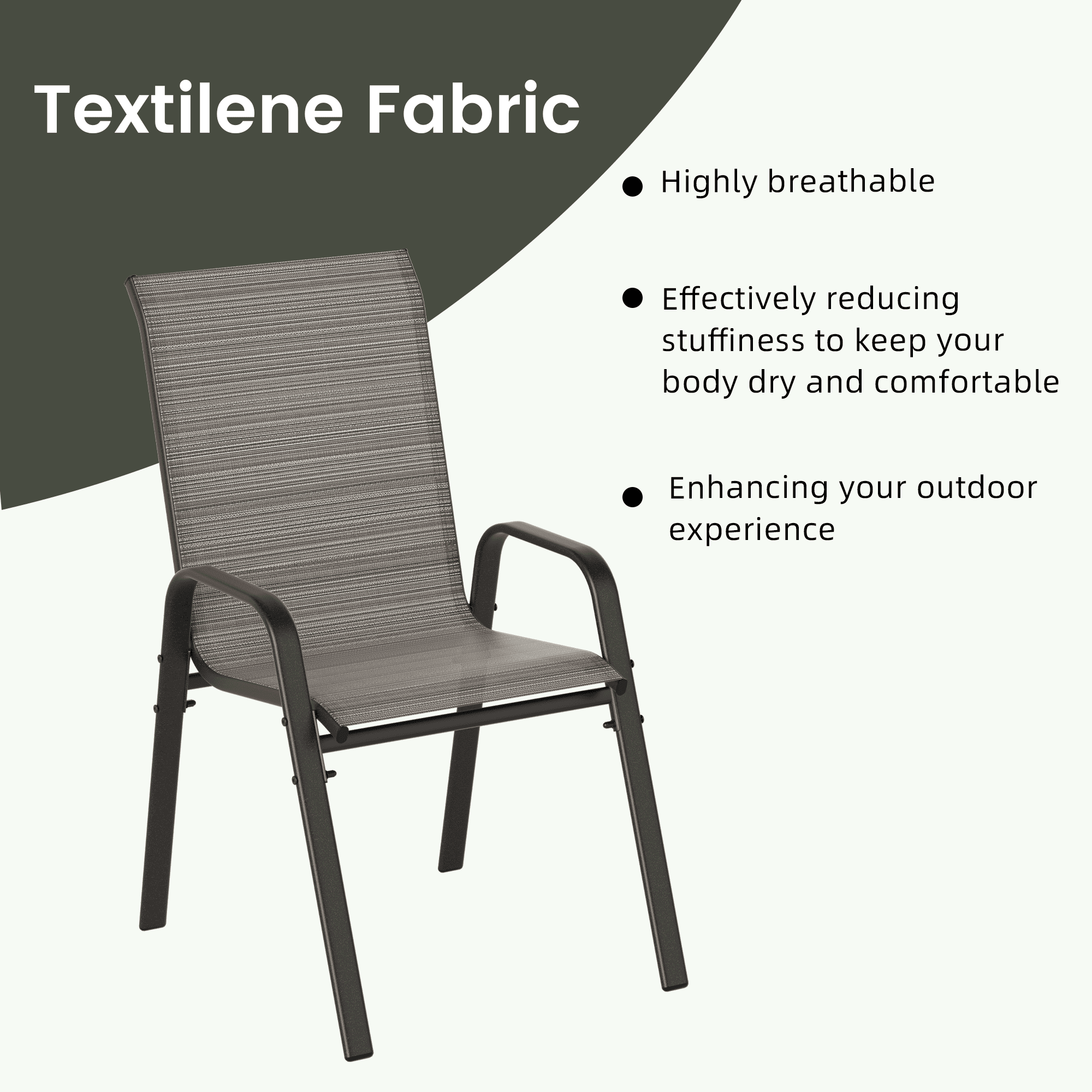 ALAULM Stackable Patio Chairs Set of 8, Outdoor Furniture Chairs with All Weather Breathable Textilene & Metal Frame, Outdoor Furniture Set for Lawn Garden Backyard, Brown