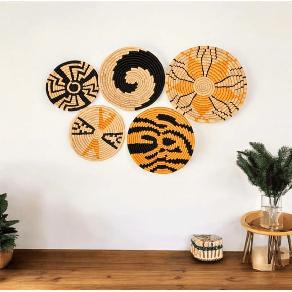 Handcrafted Sabai Grass Wall Decor Basket – Set of 5