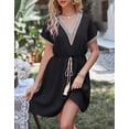 thumbnail image 5 of SOMER Dresses for Women Casual Wedding Guest Dress Short Sleeve V Neck Tie Front Flowy Black Maxi Cocktail Dresses for Women Summer Fall 2025, 5 of 11