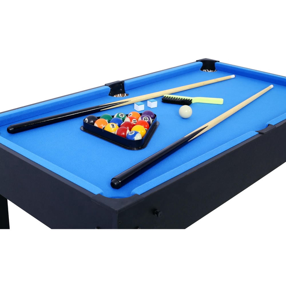 GVN 5-In-1 Multi-Game Table - Billiards, Push Hockey, Foosball, Ping Pong, And Basketball Black/Blue