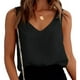 thumbnail image 4 of Camisola con cuello en V Satén Sin mangas Casual Suelta Color puro Transpirable Fibra de poliéster Top para mujer Negro XXL, 4 of 6