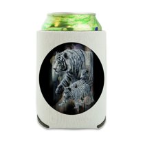 White Bengal Tigers Can Cooler - Drink Sleeve Hugger Collapsible Insulator - Beverage Insulated Holder