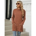 thumbnail image 6 of TEMOFON Sweaters for Women Long Sleeve Knit Tunic Tops Turtleneck Fall Casual Shirts Loose Fit Winter Clothes Pullover with Pocket, 6 of 8