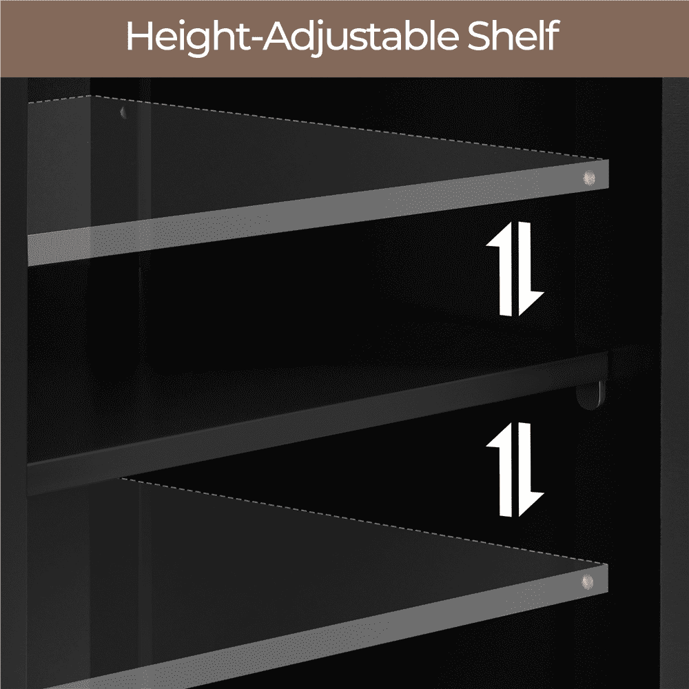 Alden Design 4-Tier Bathroom Floor Cabinet with Adjustable Shelf, Black