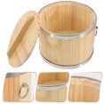 thumbnail image 4 of Cubo de madera recipiente de arroz de sushi cubo de arroz cocido barril de arroz cocido, 4 of 5