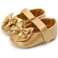 thumbnail image 5 of Baby Girls Mary Jane Flats with Bownot Non Slip Soft Sole PU Leather Newborn Infant Toddler First Walker Cirb Dress Shoes, 5 of 6