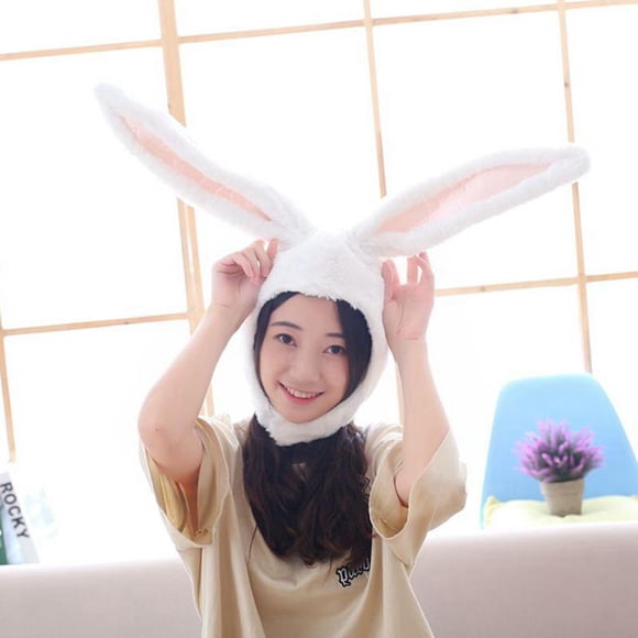 Sombrero de conejo de dibujos animados Sunnimix Largas de Peluche Suave Cómoda Blanco