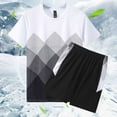 thumbnail image 2 of HVOBTTY Mens Casual Pajama Set, Summer Pajama Set for Men, Men's Soft Fashion Print Crew Neck Short Sleeve T shirt and Shorts Stretchy Comfy Training Sport 2 Piece Pajamas Set White, XXXL, 2 of 5