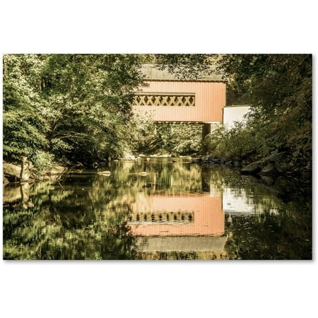 Trademark Fine Art 'The Reflection of Wooddale Covered Bridge' Canvas Art by PIPA Fine