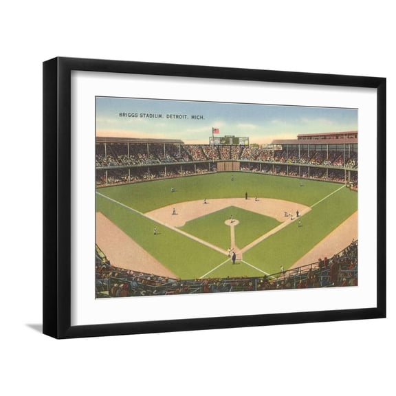 Art.com Briggs Stadium, Detroit, Michigan Art Print, Black Frame Wall Art, 23" x 17"